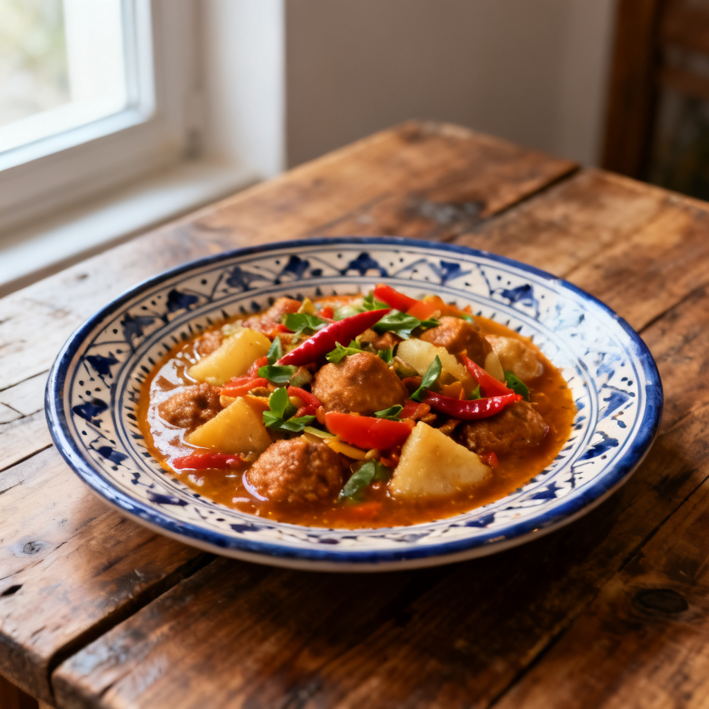 Algerian Bouzgene Berber Bread with Roasted Pepper Sauce