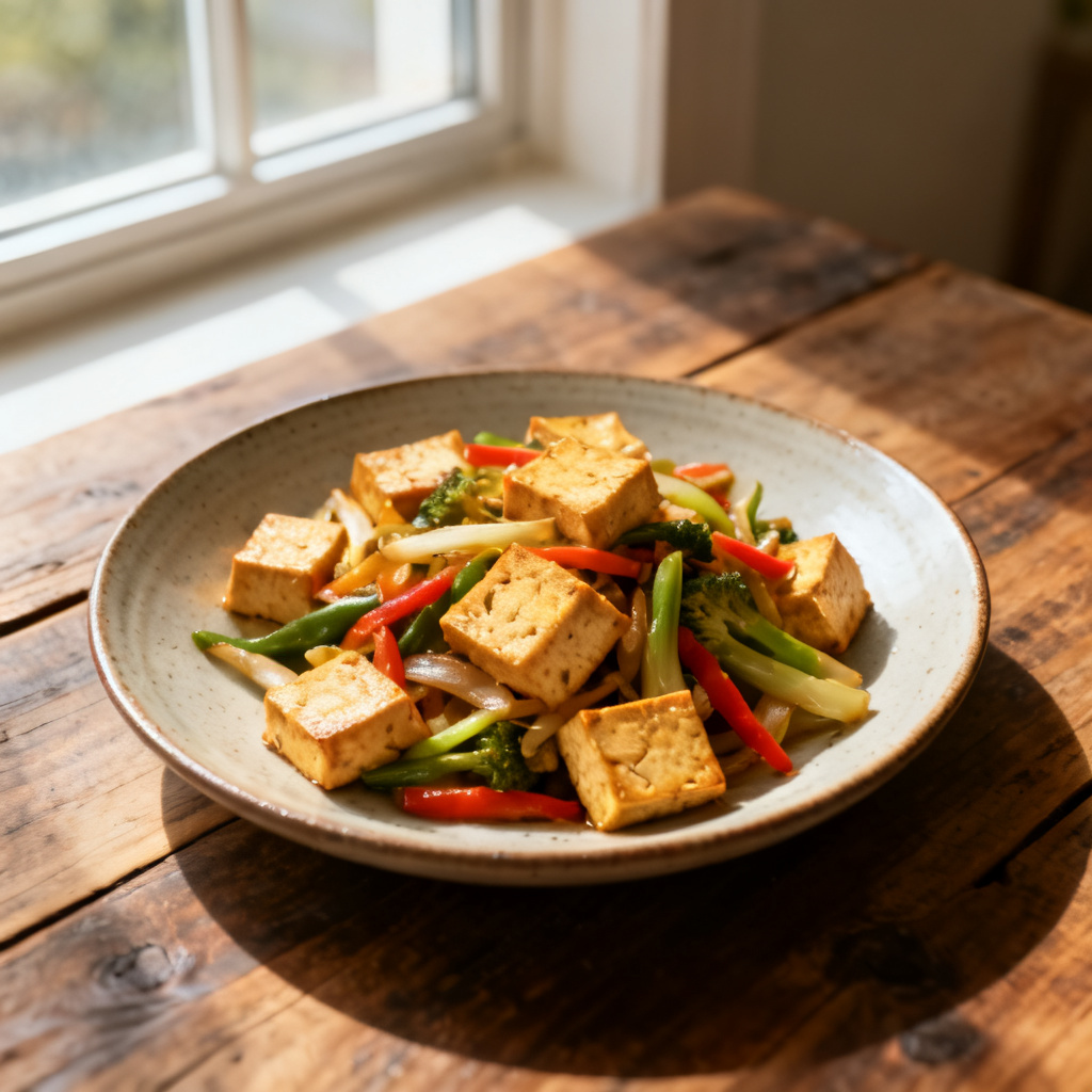 Krispig tofu med schalottenlök-ingefärssås