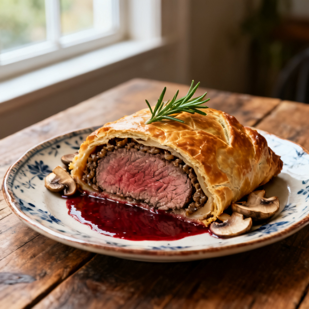 Hjortkött och vildsvamp Wellington