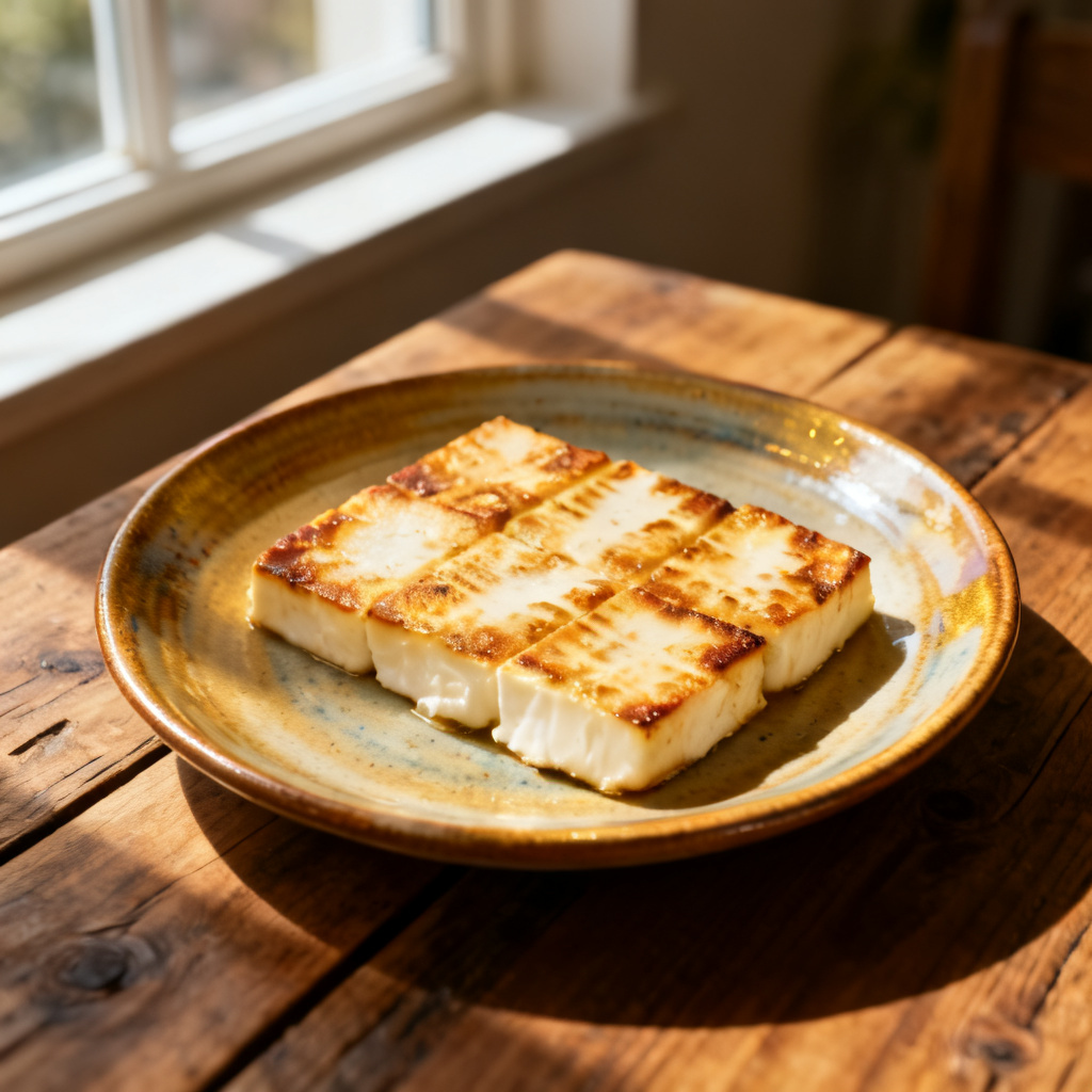 Kommin kryddad halloumi med majs- och tomat coleslaw