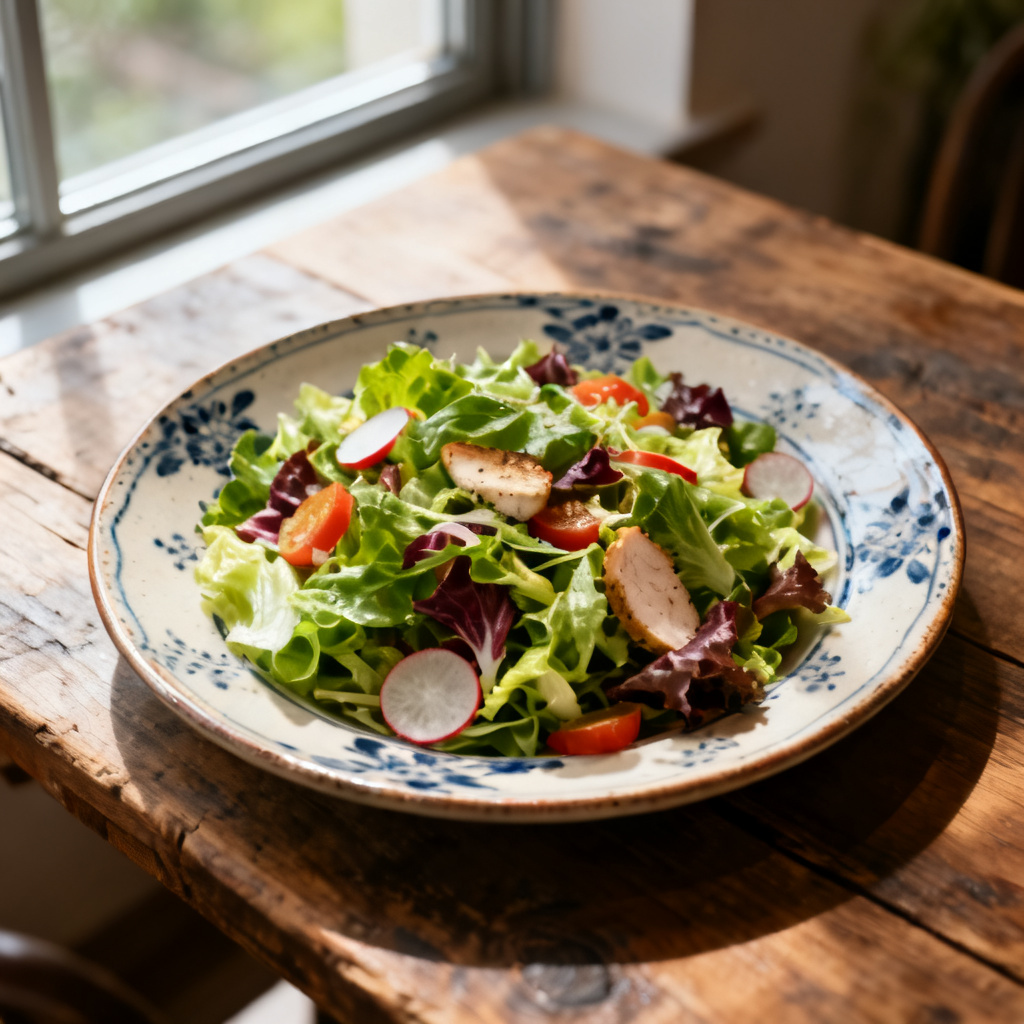 Spenatsallad med glaserad schalottenlök och chèvrecreme