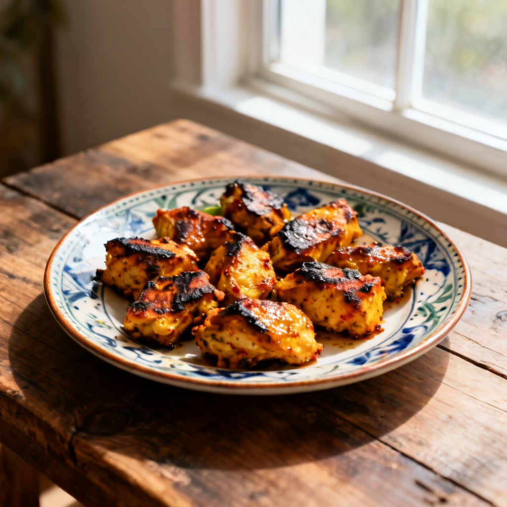 Chicken tikka med ingefärsrostade bönor