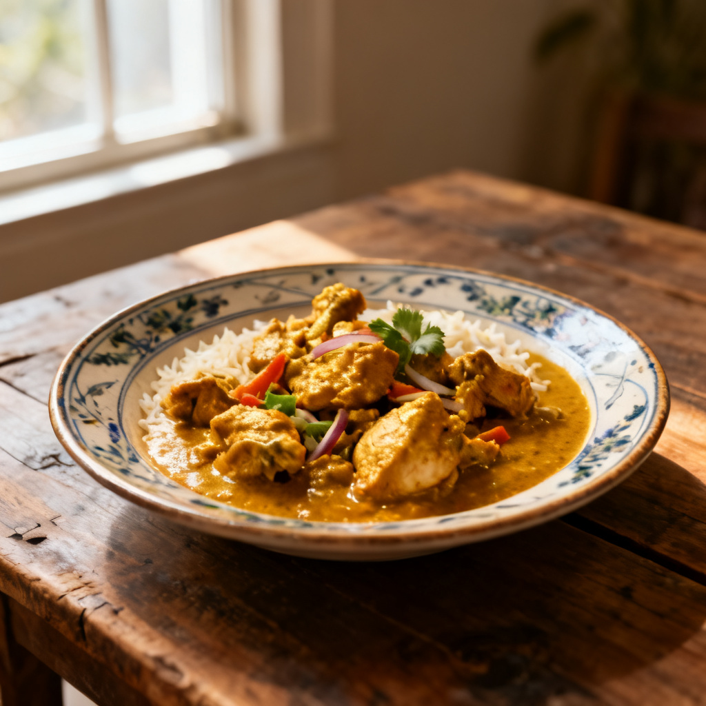 Currykyckling med kikärter och purjolök