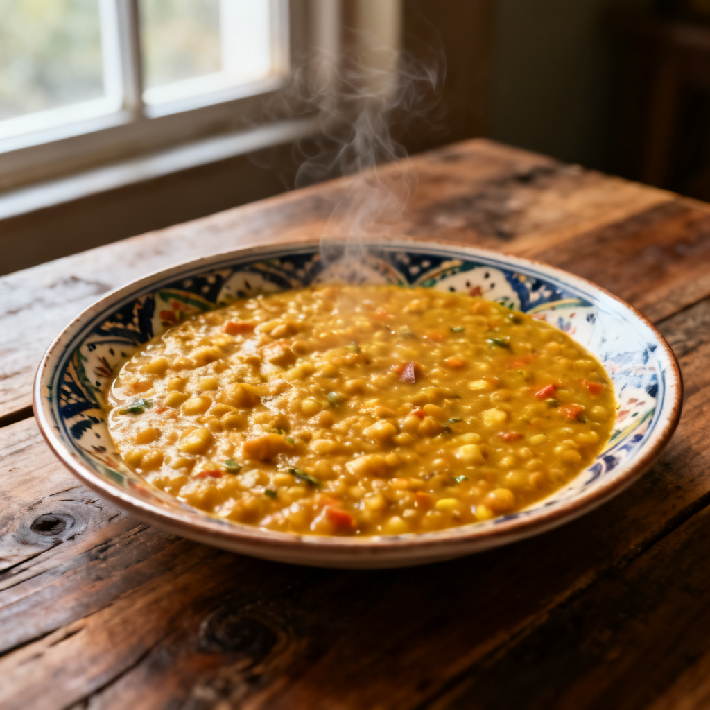 Bakat kokosdhal med kryddad blomkål och paneer