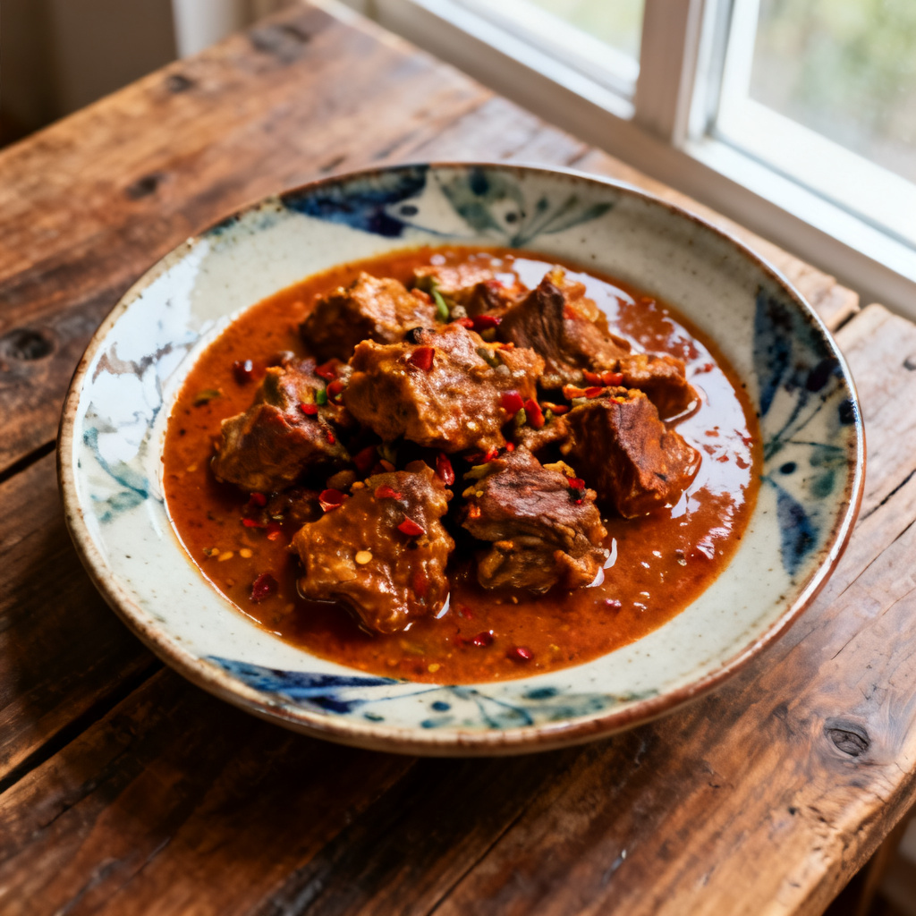 Biff vindaloo med spenatraita