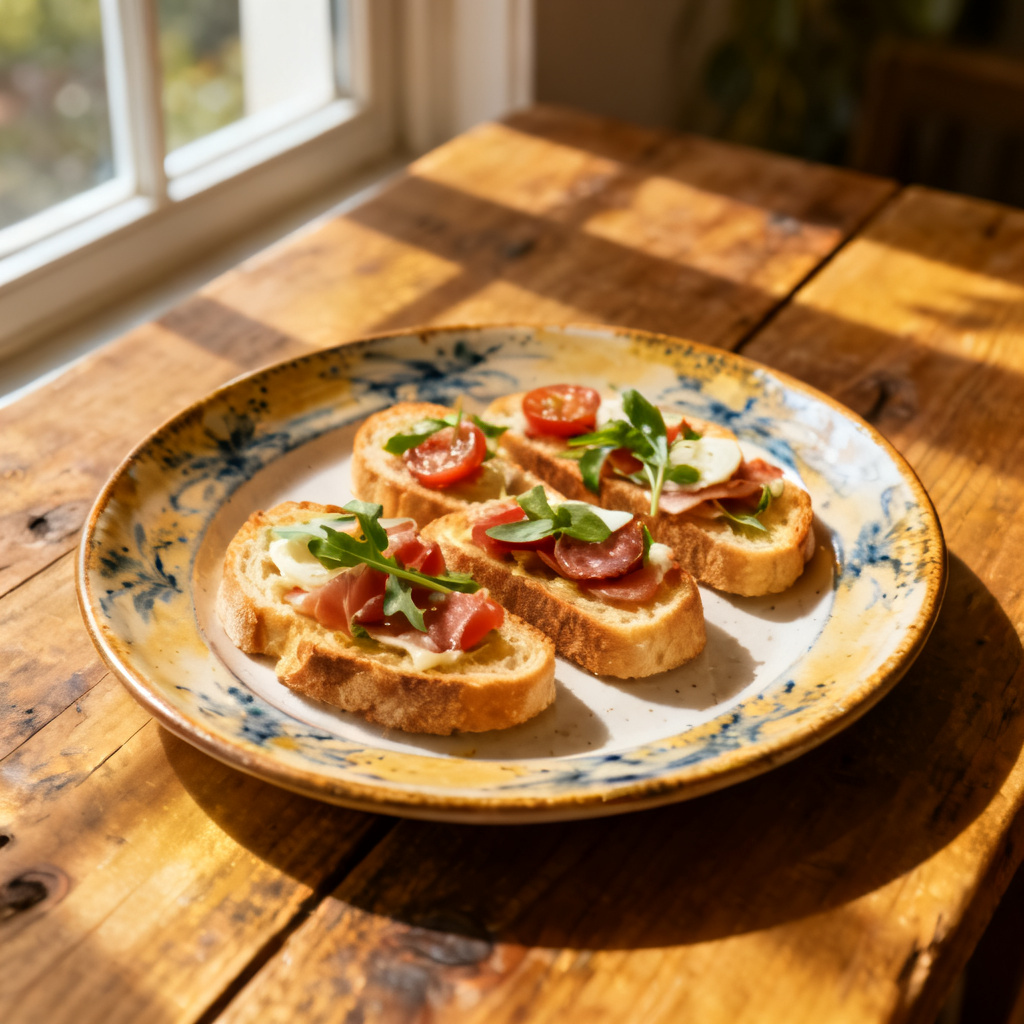 Crostini med dillkräm, kräftstjärtar och kronärtskocka