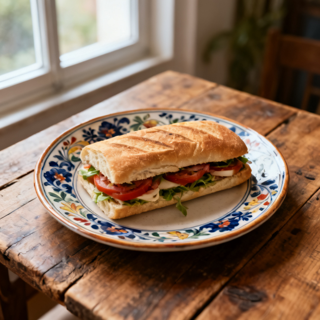 Grillad kycklingpanini med zucchini, tomat och mozzarella