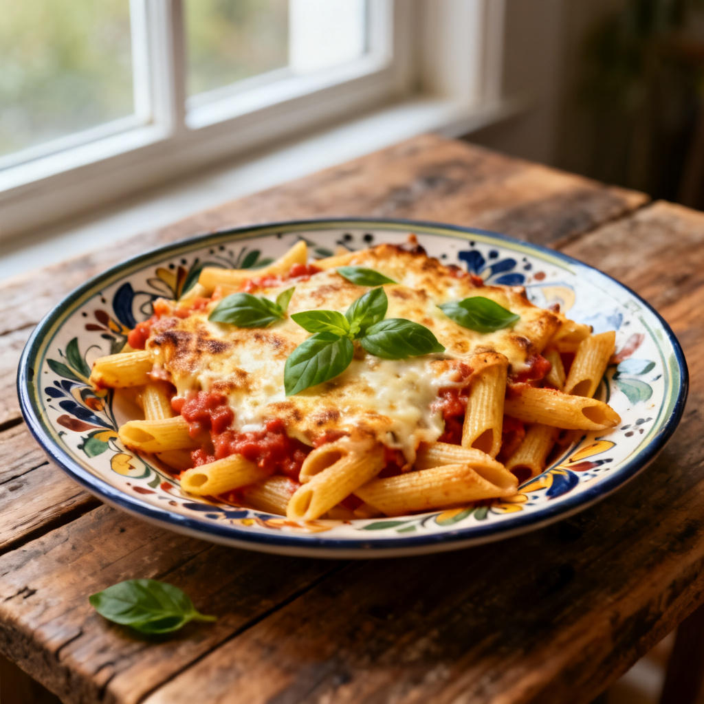 Gratinerad Penne med Rostade Grönsaker