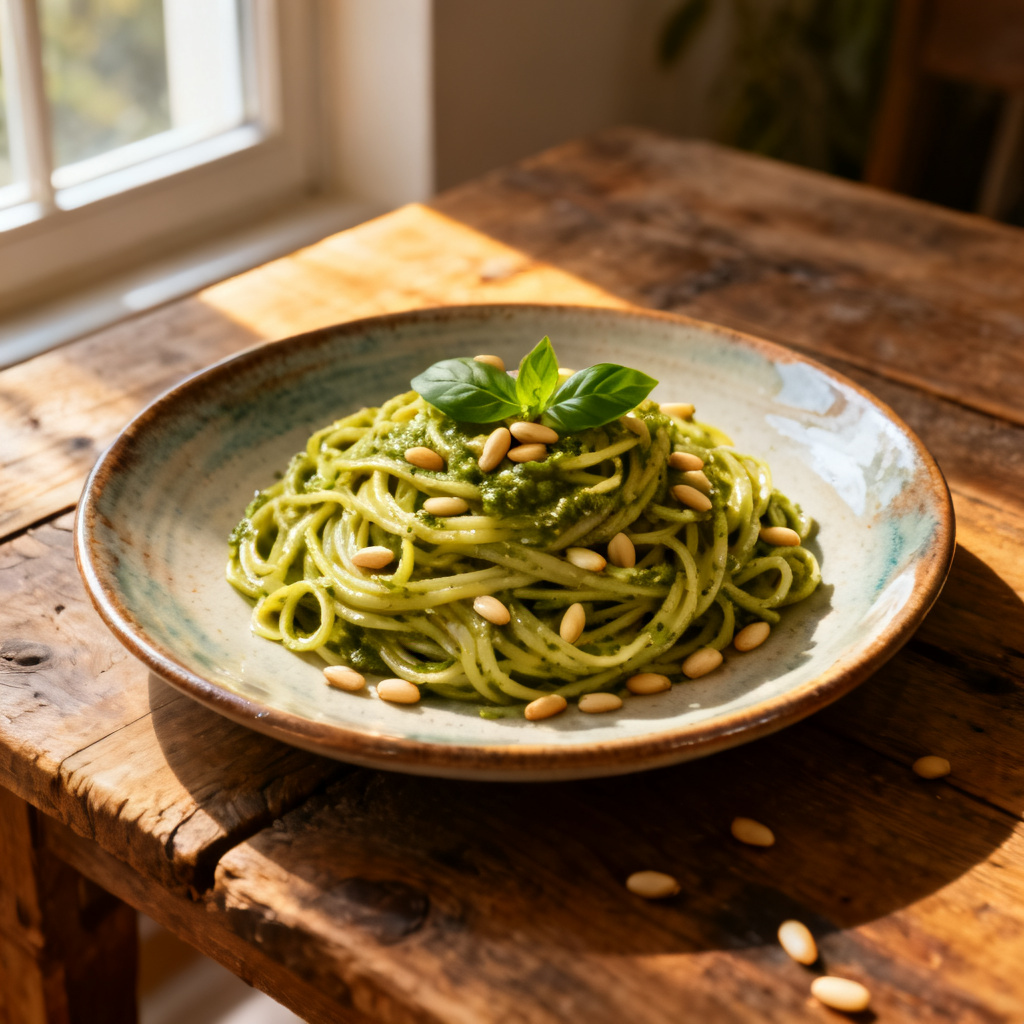 Pestopasta med persilja och blåsande tomater