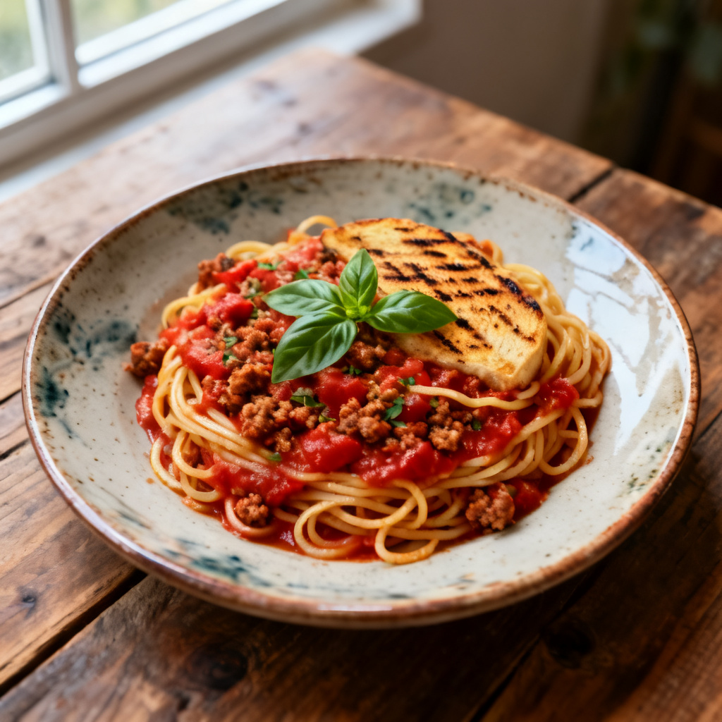 Spagetti Bolognese med mozzarellasallad