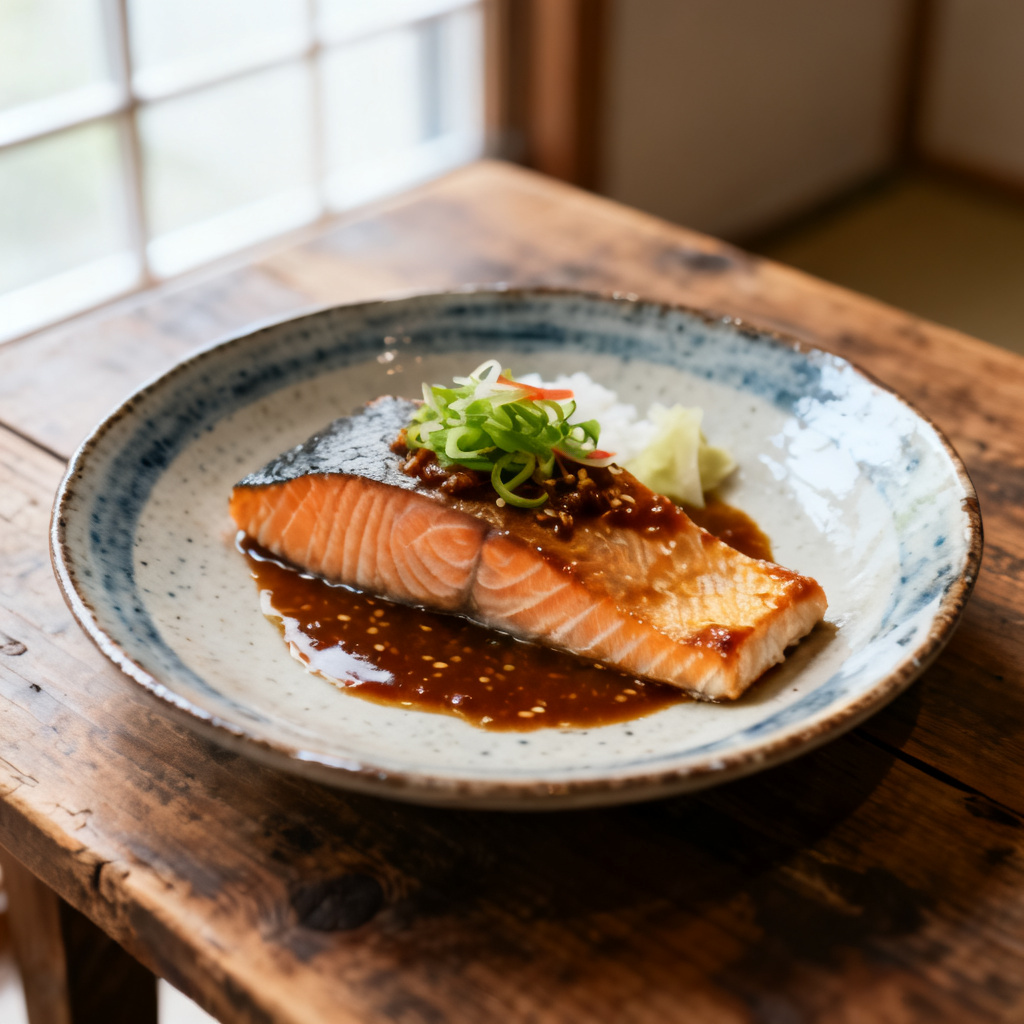 Miso lax med ingefärnudlar