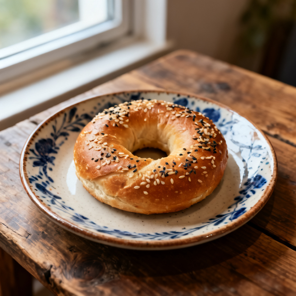 Matig bagel med avokado och ägg