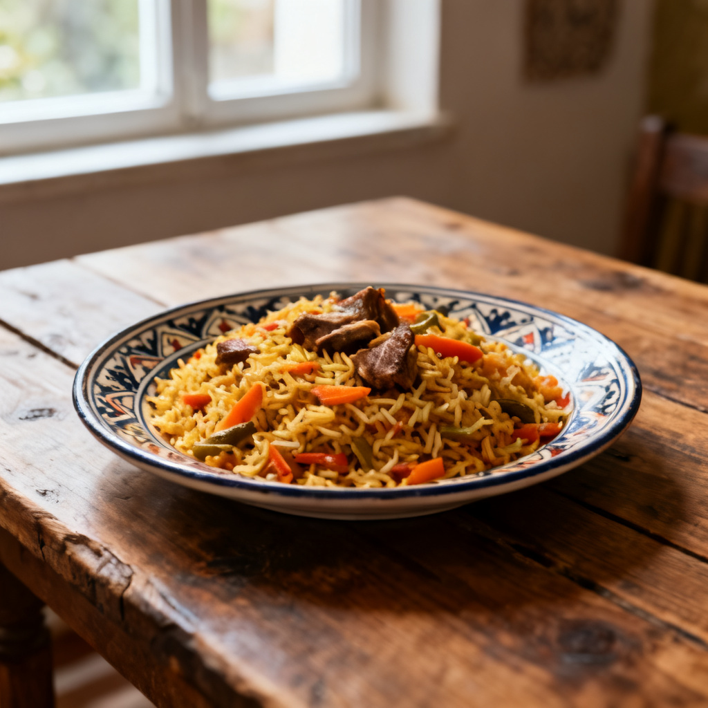 Kyckling med mango och kryddad pilaf