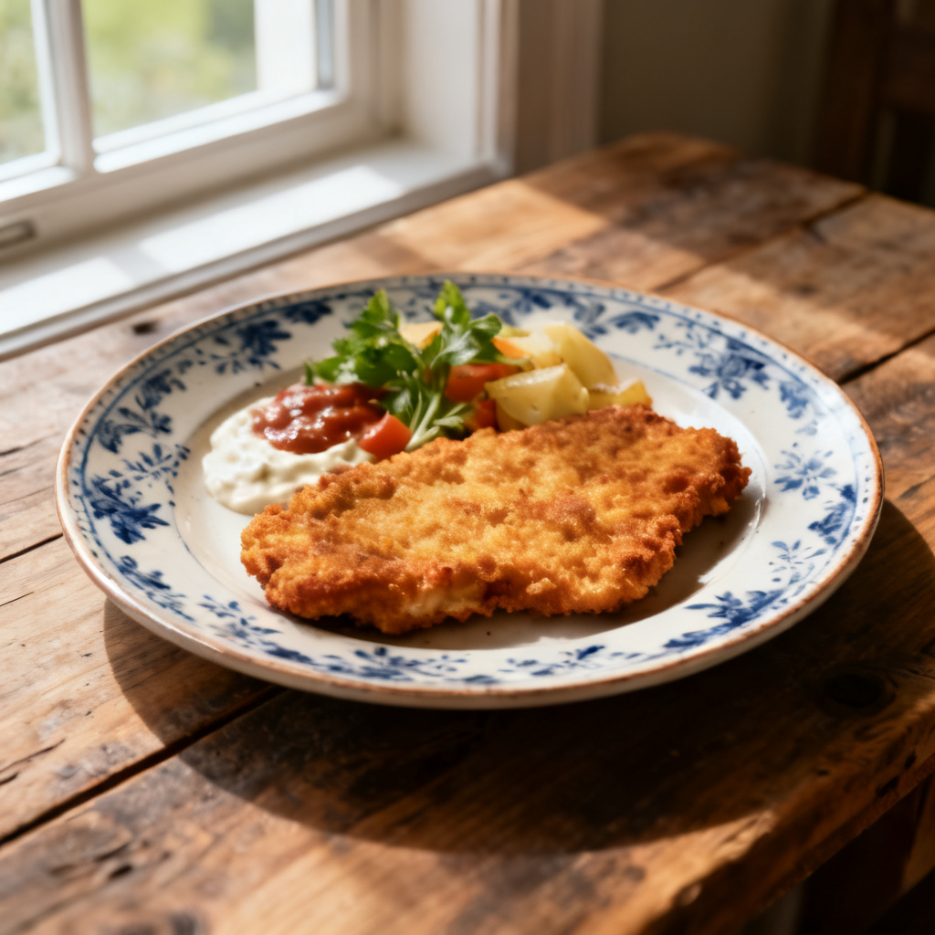Panerad schnitzel med potatissallad