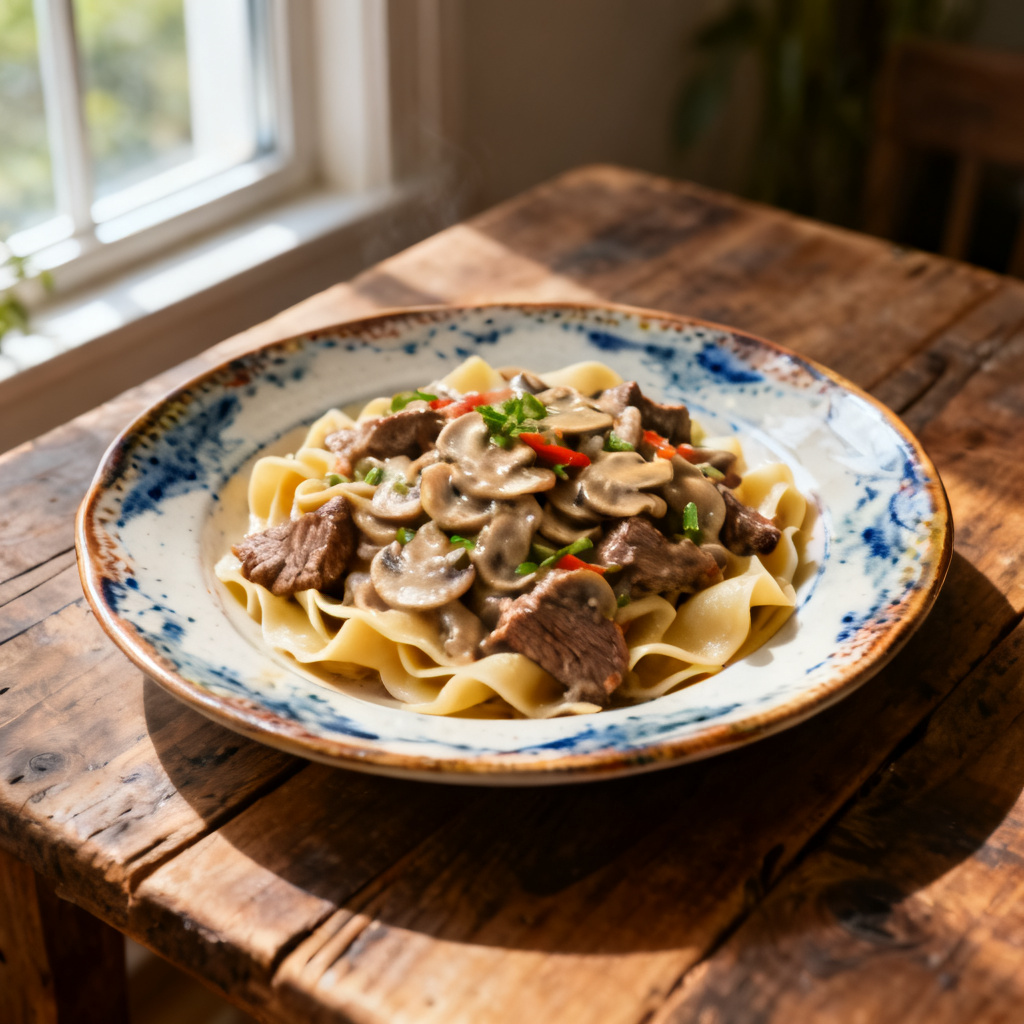 Biffstroganoff med bönor