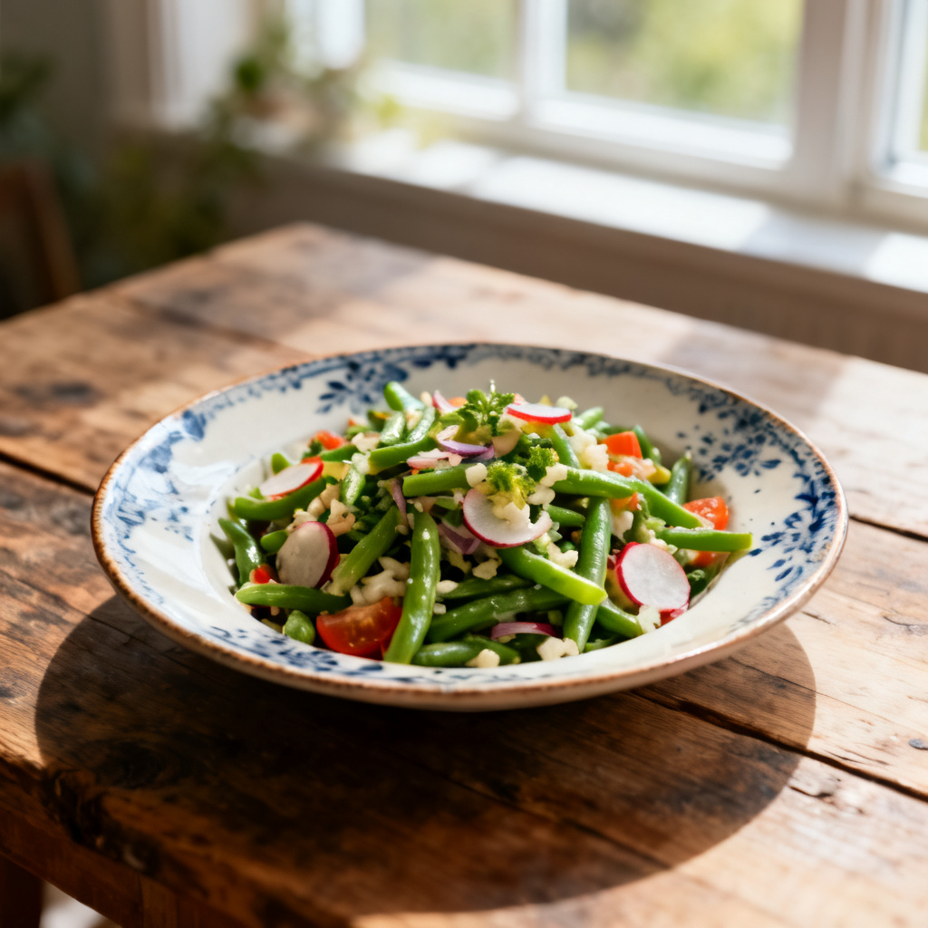 Bönsallad med ägg och bacon