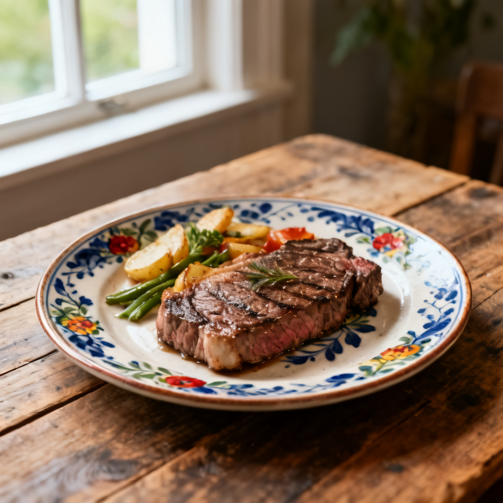 Grillad entrecôte med medelhavsrub och fylld spetspaprika