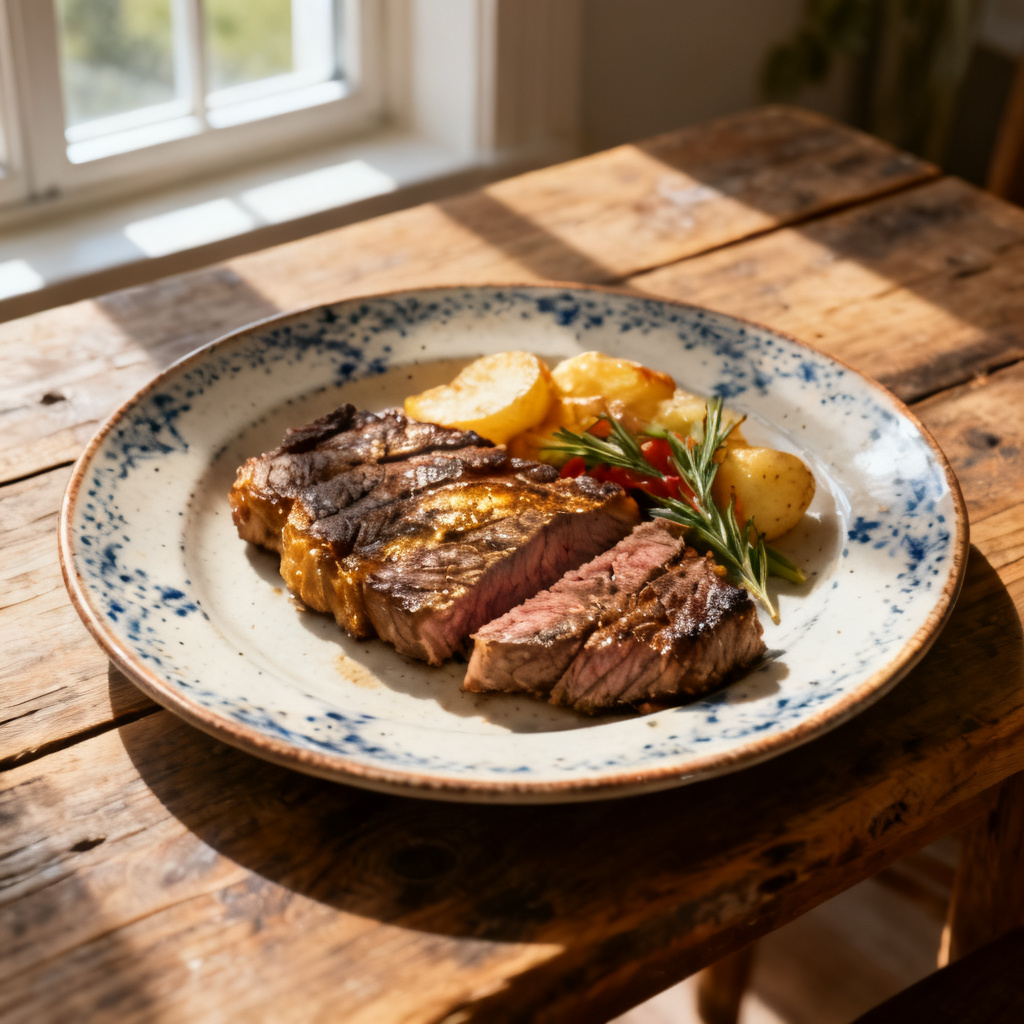 Grillad ryggbiff med korianderkryddade tomater