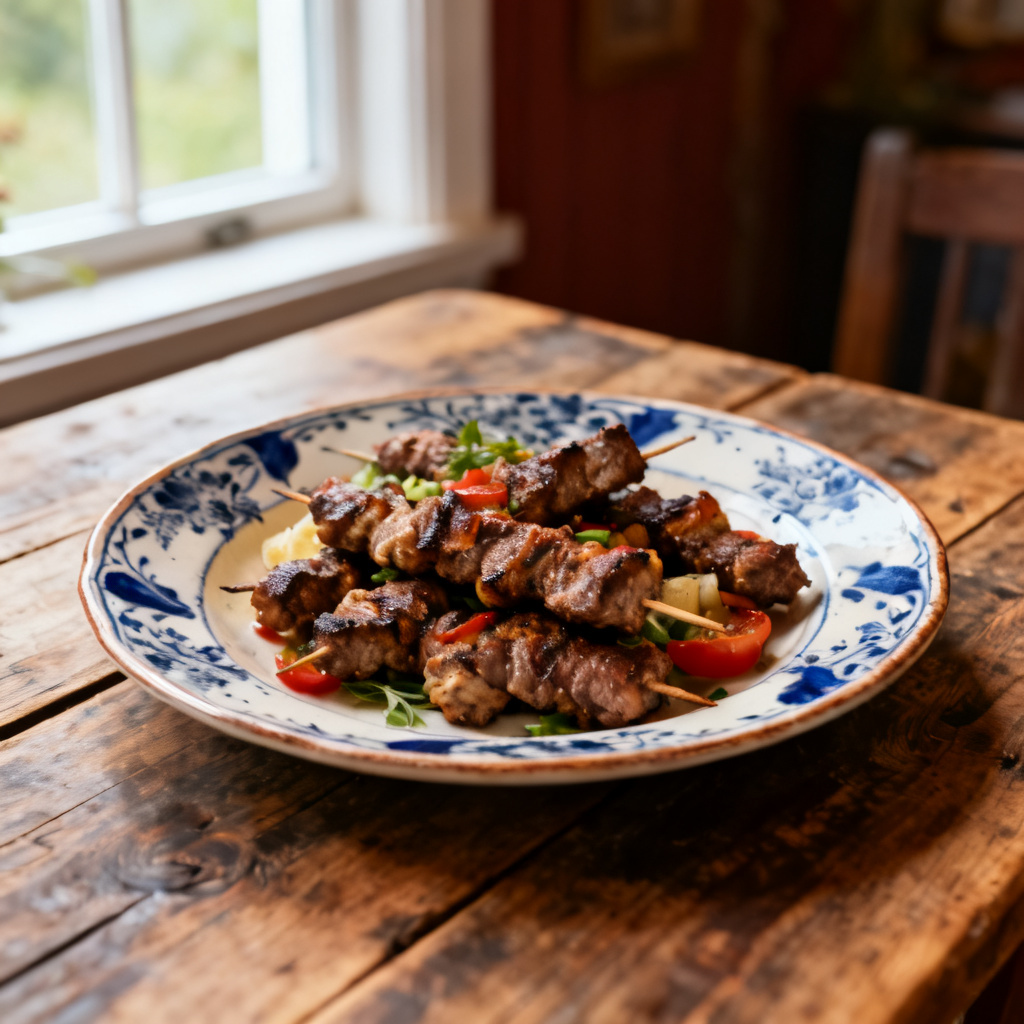 Grillade fläsk- och ananasspett