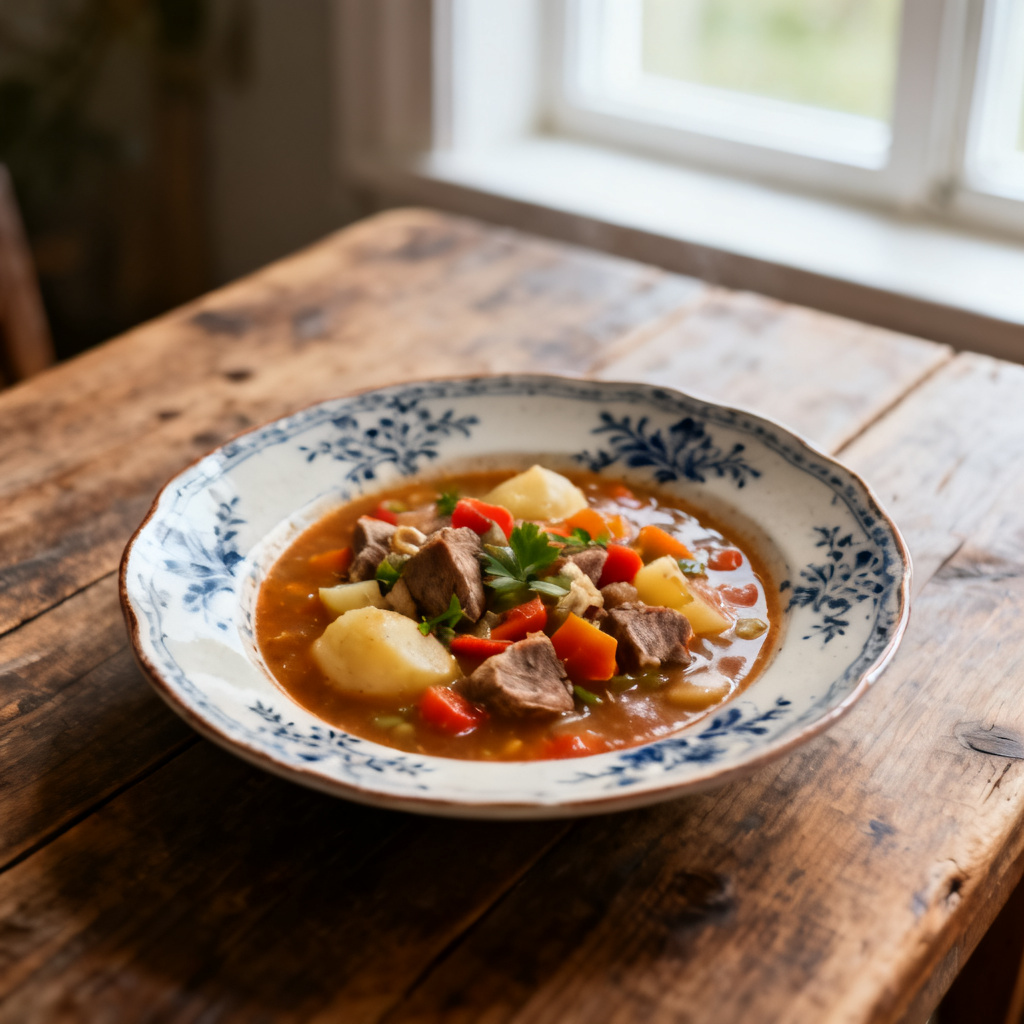 Högrevsgryta med syrad grädde och sambal