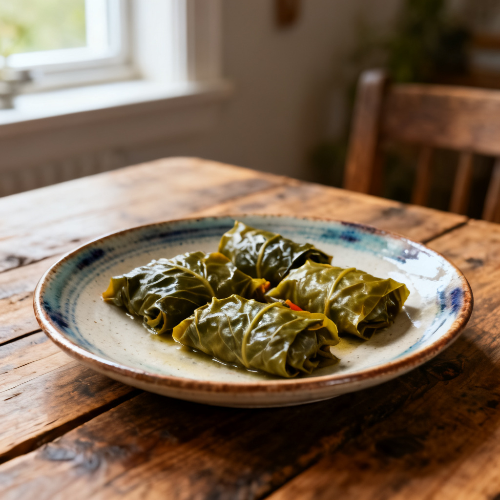 Vegetariska kåldolmar med citron-och äggsås