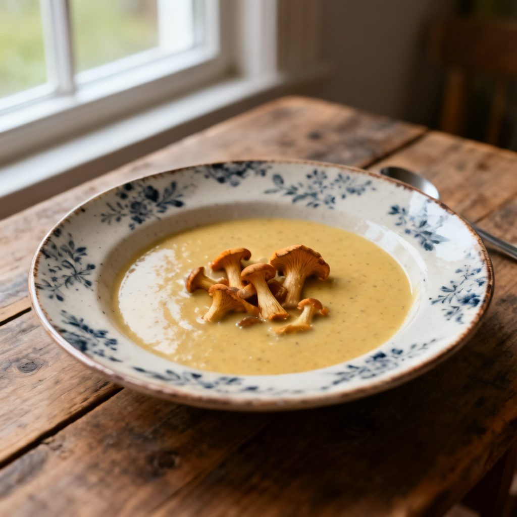 Kantarellsoppa med grädde och sherry
