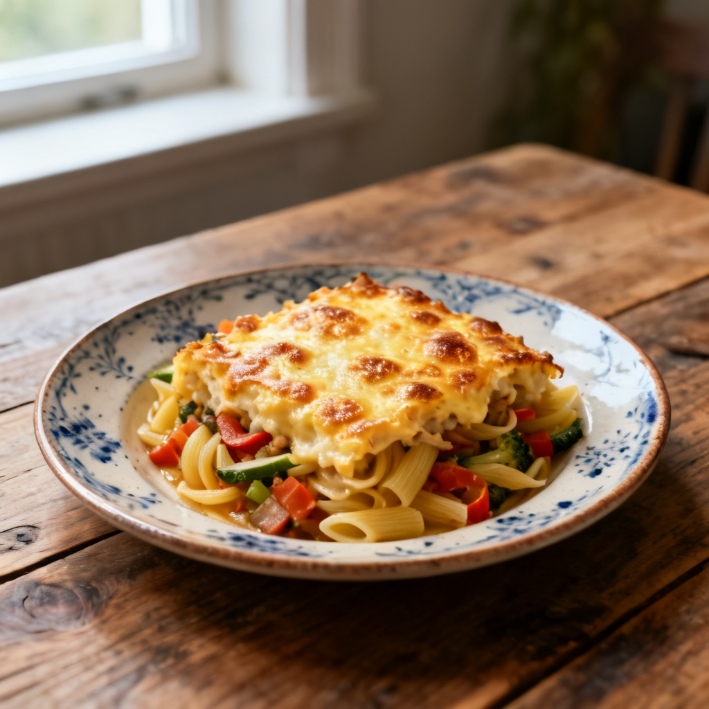 Pastagratäng med spenat och cottage cheese