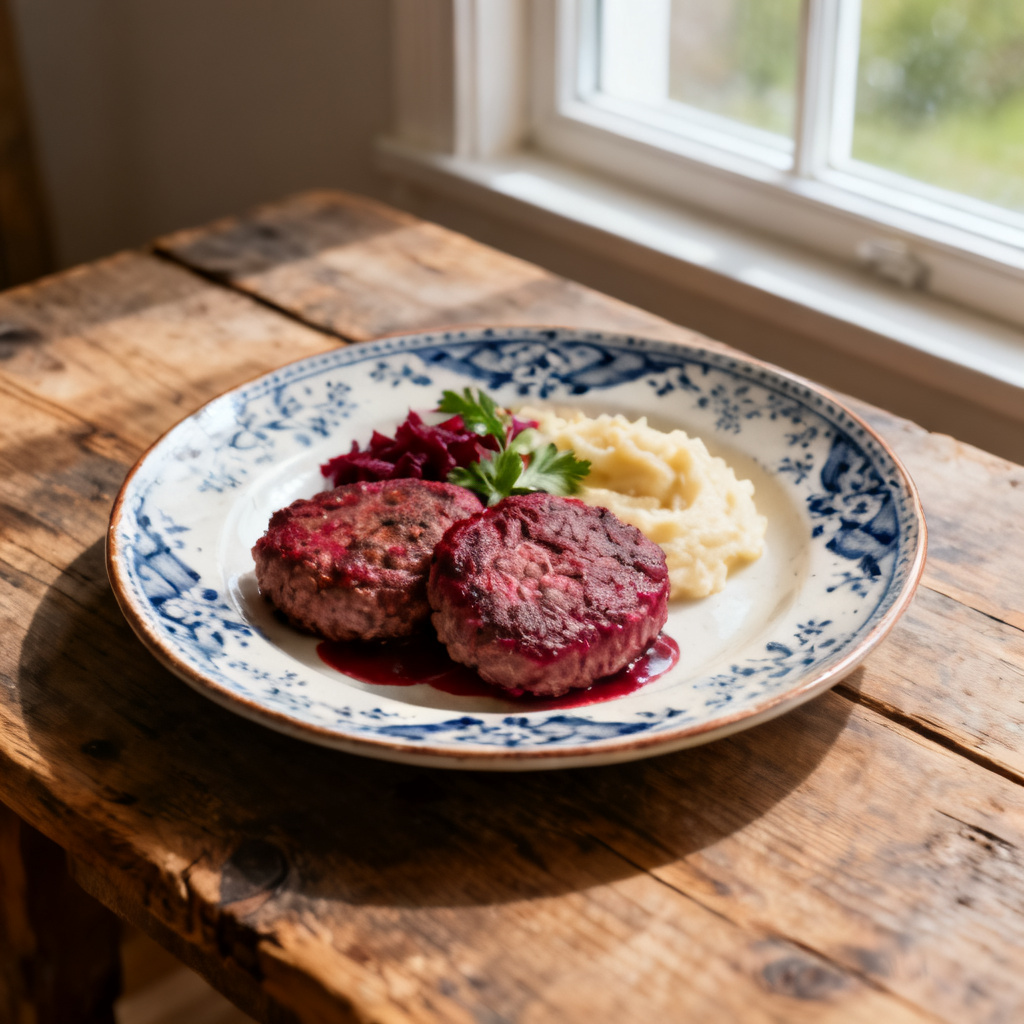 Rödbetsbiffar med röda linser