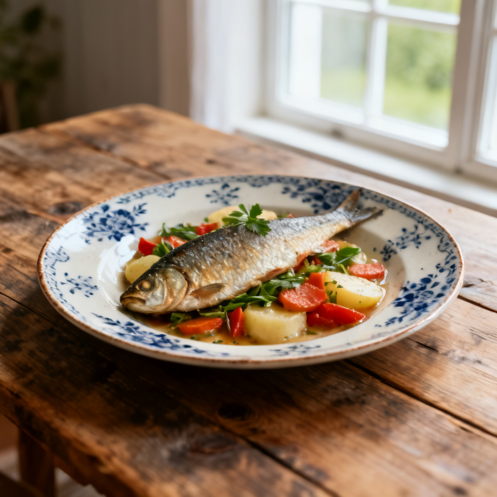 Citrongrillad röding med ostpotatiscrème och dillsalsa verde