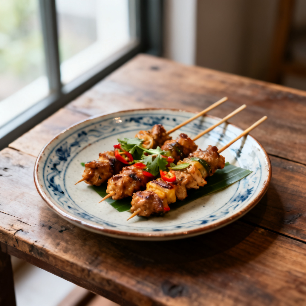Satay-kycklingsnoodlesoppa med squash