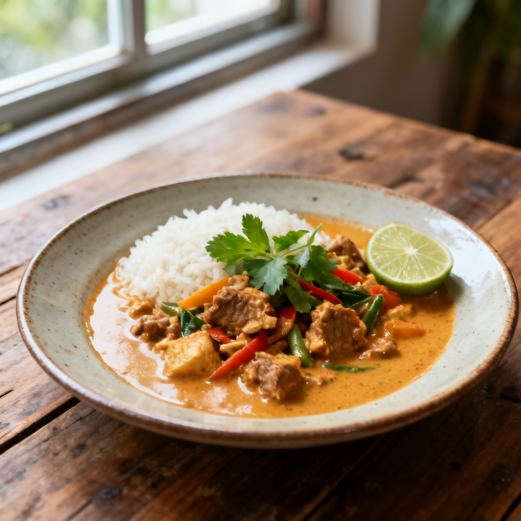 Torsk och spenat gul curry