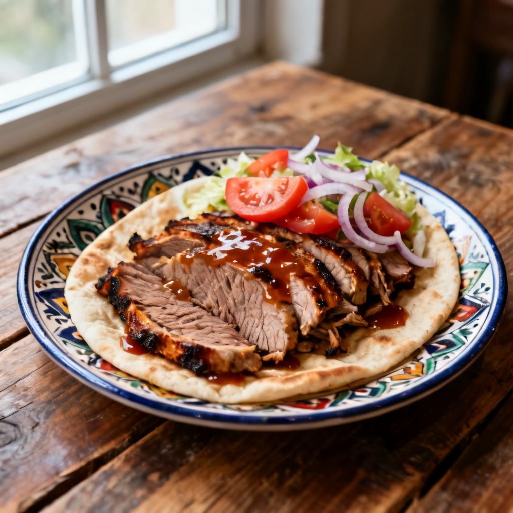 Turkisk kebab med tomatsallad